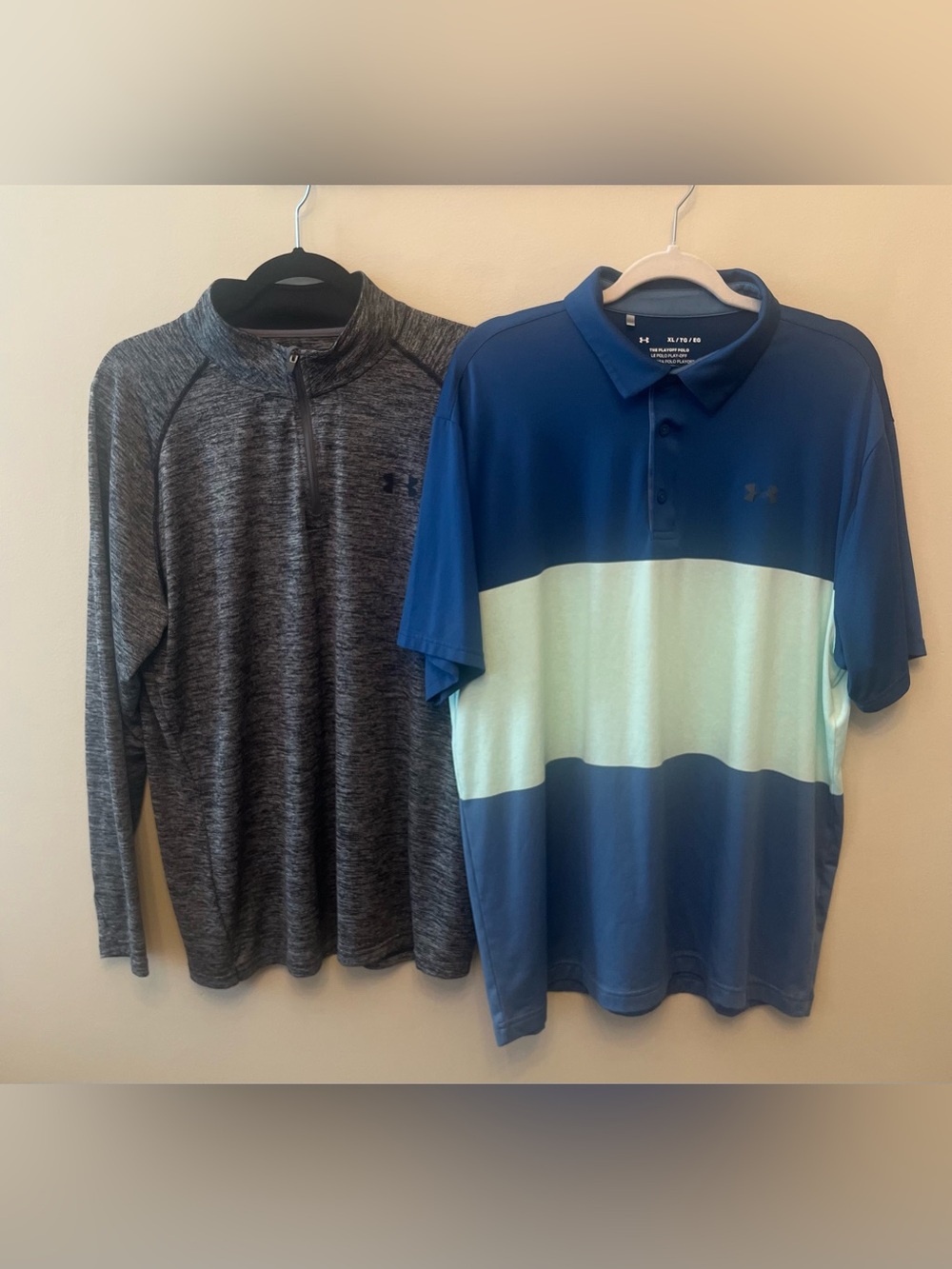 Under Armour Lot of 2 Men's Size XL Long Sleeve 1/4 Zip Short Sleeve Golf Polo
